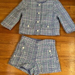 Janie And Jack-textured tweed jacket,cropped length, shorts. 5T -